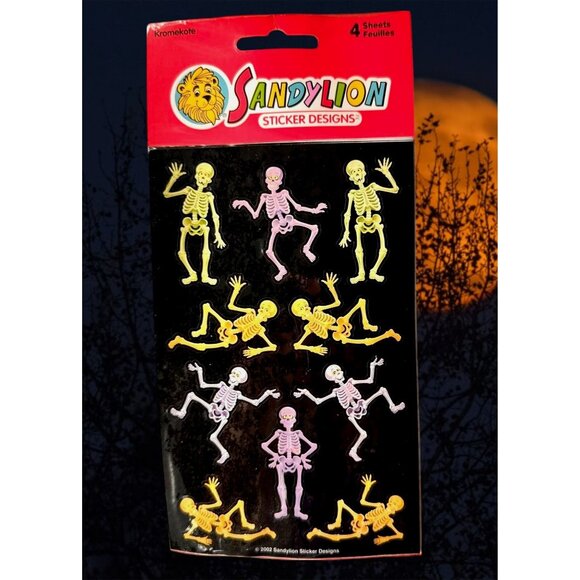Vintage Sandylion Skeleton Stickers Halloween New Sealed Rare Goth Scrap… - Picture 1 of 10